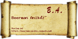 Beerman Anikó névjegykártya